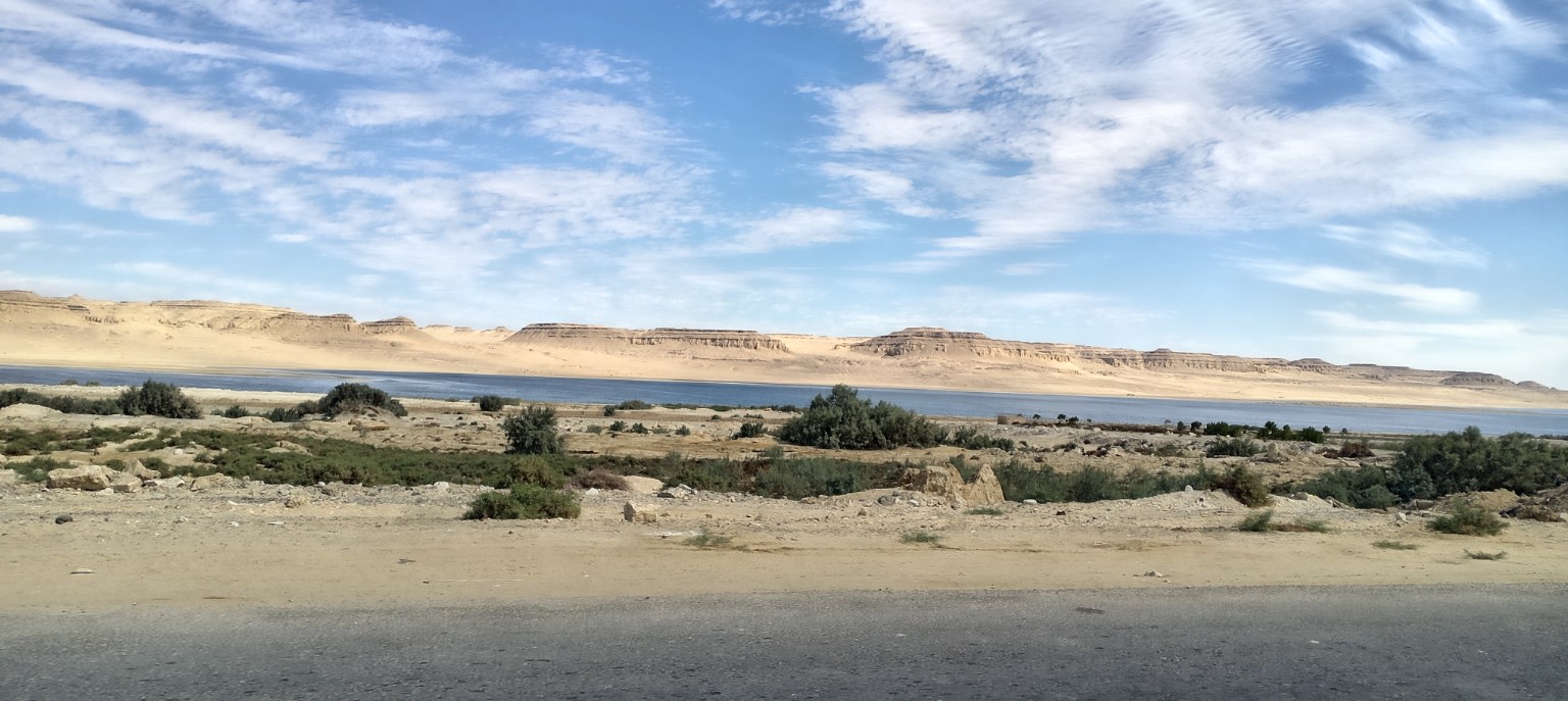 Desert cliffs and lake